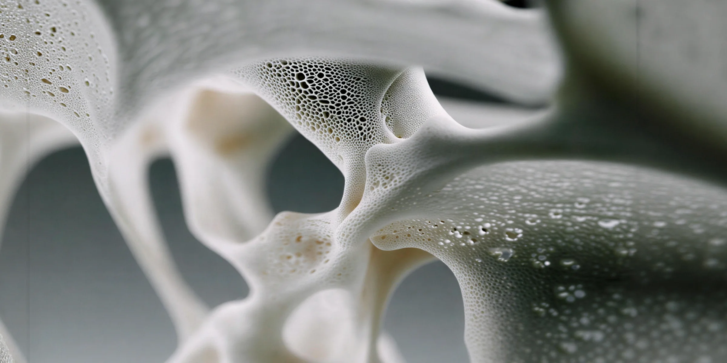 Abstract close-up of a porous white structure